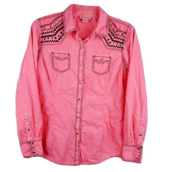 Ariat Tops - ARIAT Western Country Cowgirl Pink Rodeo Button Up